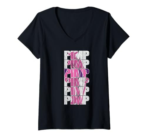 Damen Pimp Purple and White T-Shirt mit V-Ausschnitt von Just Pimp It T-shirts & Gifts