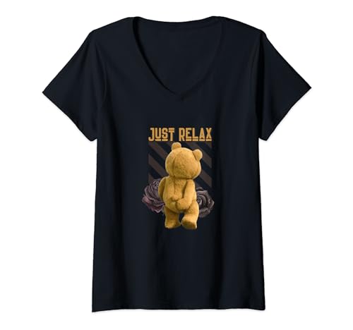 Damen Just Relax Lustiger Teddybär T-Shirt mit V-Ausschnitt Damen Just Relax Lustiger Teddybär T-Shirt mit V-Ausschnitt von Just Relax Funny Teddy Bear