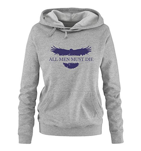 Just Style It - All Men Must die - Game of Thrones - Damen Hoodie - Grau / Lila Gr. L von Just Style It