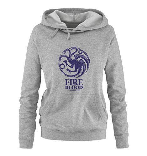 Just Style It - Fire and Blood - Game of Thrones - Damen Hoodie - Grau / Lila Gr. XXL von Just Style It