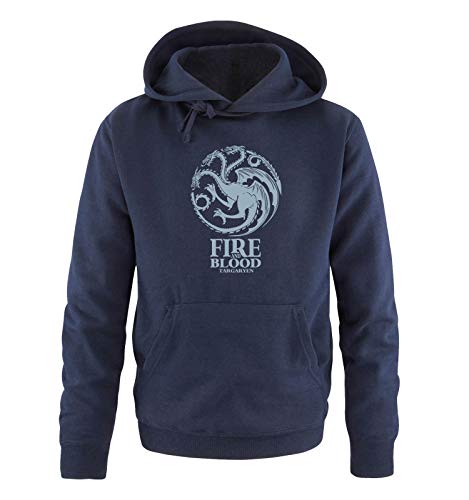 Just Style It - Fire and Blood - Game of Thrones - Herren Hoodie - Navy/Eisblau Gr. M von Just Style It