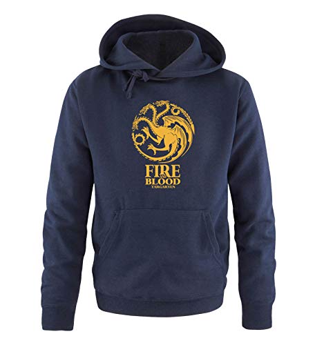 Just Style It - Fire and Blood - Game of Thrones - Herren Hoodie - Navy/Gelb Gr. XL von Just Style It