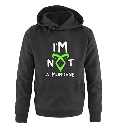 Just Style It - I'm NOT a Mundane - Shadowhunters - Herren Hoodie - Schwarz / Weiss-Neongrün Gr. XL von Just Style It