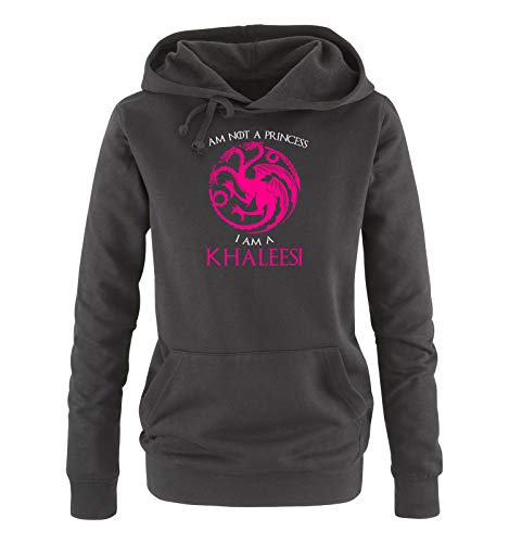 Just Style It - I'm not a Princess - I'm a Khaleesi - Game of Thrones - Damen Hoodie - Schwarz / Weiss-Pink Gr. M von Just Style It