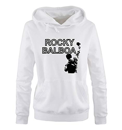 Just Style It - Rocky Balboa - Style1 - Damen Hoodie - Weiss / Schwarz Gr. M von Just Style It