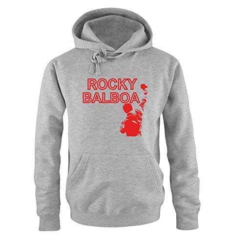 Just Style It - Rocky Balboa - Style1 - Herren Hoodie - Grau / Rot Gr. L von Just Style It