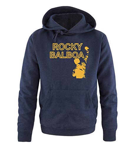 Just Style It - Rocky Balboa - Style1 - Herren Hoodie - Navy / Gelb Gr. L von Just Style It