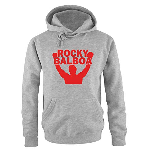 Just Style It - Rocky Balboa - Style2 - Herren Hoodie - Grau / Rot Gr. 3XL von Just Style It