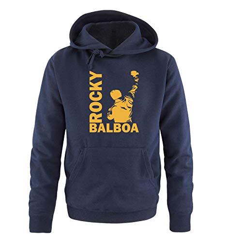 Just Style It - Rocky Balboa - Style3 - Herren Hoodie - Navy/Gelb Gr. M von Just Style It