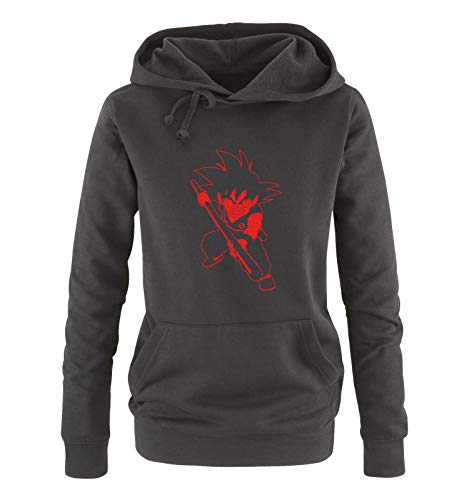 Just Style It - Son Goku - Style2 - Dragonball - Damen Hoodie - Schwarz / Rot Gr. L von Just Style It