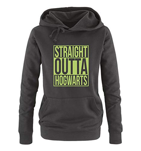 Just Style It - Straight Outta Hogwarts - Damen Hoodie - Schwarz / Grün Gr. M von Just Style It