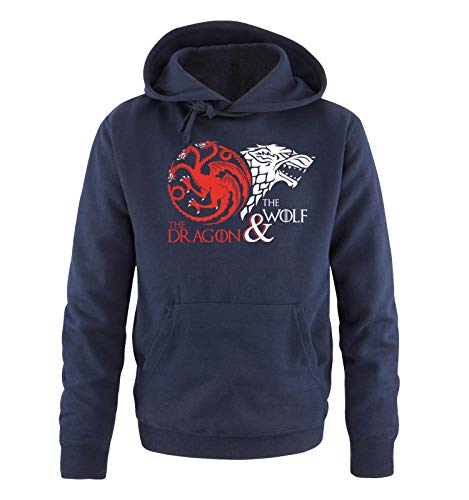 Just Style It - The Dragon and The Wolf - Game of Thrones - Herren Hoodie - Navy / Weiss-Rot Gr. L von Just Style It