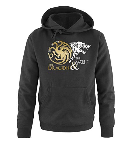 Just Style It - The Dragon and The Wolf - Game of Thrones - Herren Hoodie - Schwarz / Weiss-Gold Gr. XL von Just Style It