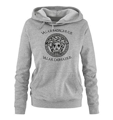 Just Style It - Valar Morghulis/Dohaeris II - Damen Hoodie - Grau / Schwarz Gr. L von Just Style It