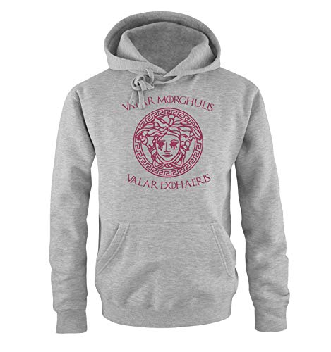 Just Style It - Valar Morghulis/Dohaeris II - Herren Hoodie - Grau/Fuchsia Gr. M von Just Style It