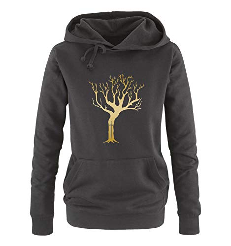 Just Style It - Weirwood Tree - Game of Thrones - Damen Hoodie - Schwarz / Gold Gr. M von Just Style It