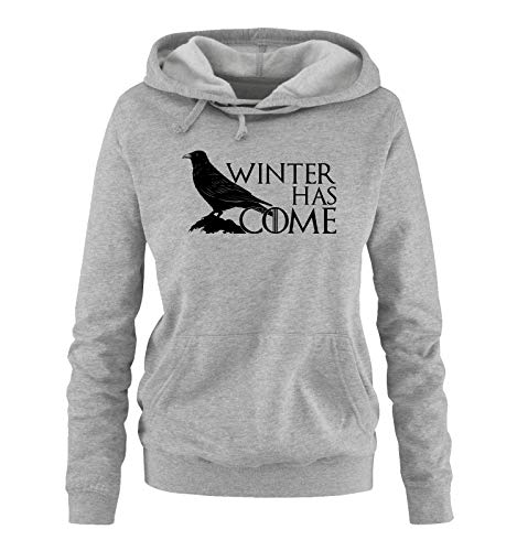 Just Style It - Winter Has Come Crow - Game of Thrones - Damen Hoodie - Grau/Schwarz Gr. M von Just Style It