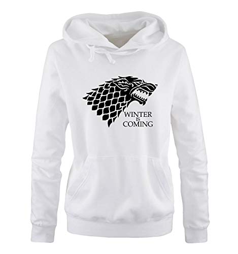 Just Style It - Winter Has Come Crow - Game of Thrones - Damen Hoodie - Weiss/Schwarz Gr. L von Just Style It