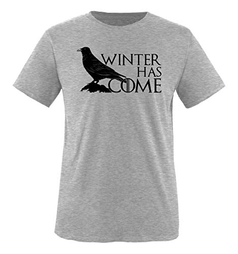 Just Style It - Winter Has Come Crow - Game of Thrones - Herren T-Shirt - Graumeliert/Schwarz Gr. XXL von Just Style It