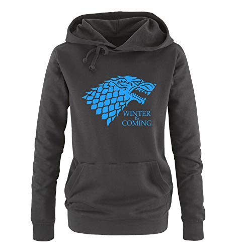 Just Style It - Winter in Coming - Style3 - Game of Thrones - Damen Hoodie - Schwarz / Blau Gr. M von Just Style It