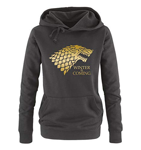 Just Style It - Winter in Coming - Style3 - Game of Thrones - Damen Hoodie - Schwarz / Gold Gr. XL von Just Style It