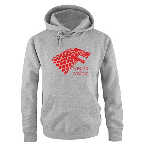 Just Style It - Winter in Coming - Style3 - Game of Thrones - Herren Hoodie - Grau / Rot Gr. M von Just Style It