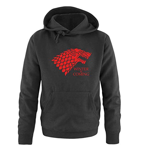 Just Style It - Winter in Coming - Style3 - Game of Thrones - Herren Hoodie - Schwarz/Rot Gr. 5XL von Just Style It