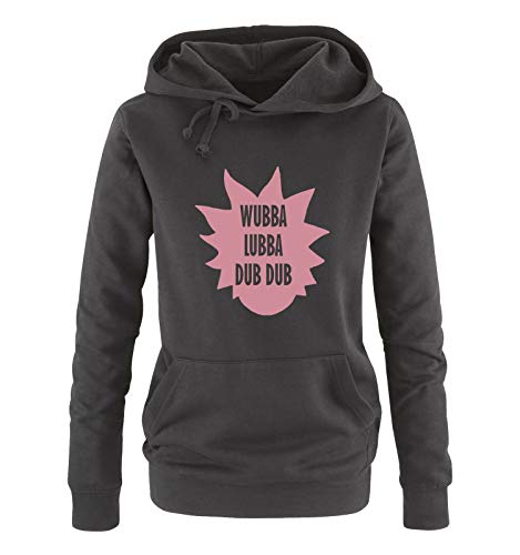 Just Style It - Wubba Lubba - Rick and Morty - Damen Hoodie - Schwarz / Rosa Gr. XXL von Just Style It