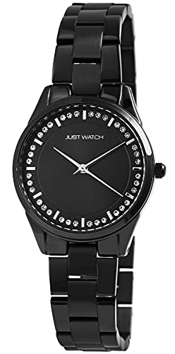 Just Watch Angelina Damen-Uhr Edelstahl Strass-Steine elegant Analog Quarz JW10105 (schwarz) von Just Watch