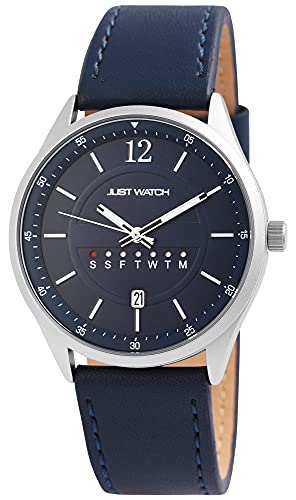 Just Watch Aram Herren-Uhr Echt Leder Leuchtzeiger Datum Analog Quarz JW10113 (blau) von Just Watch