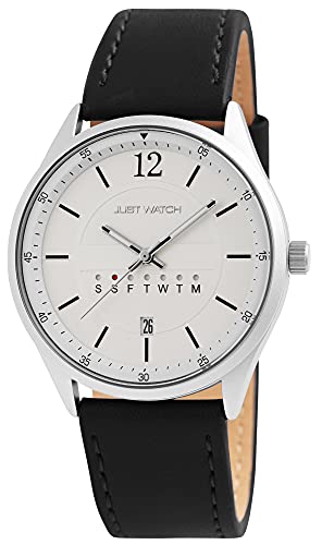 Just Watch Aram Herren-Uhr Echt Leder Leuchtzeiger Datum Analog Quarz JW10113 (schwarz) von Just Watch