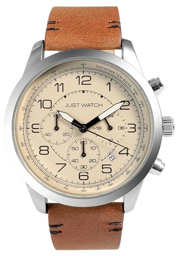 Just Watch Atticus Herren-Chronograph Leder 5 Bar Datum Stoppuhr Analog JW20173 (braun) von Just Watch