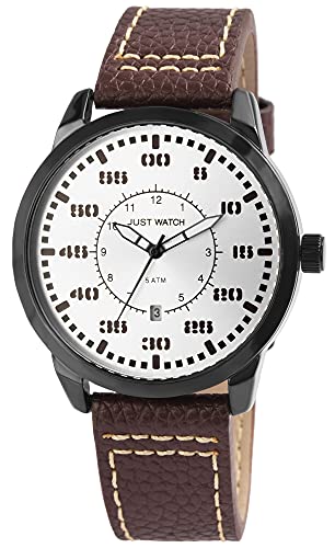 JUST WATCH Benedict Herren-Uhr Echt Leder Armband Datum Analog Quarz JW20158 (braun) von JUST WATCH