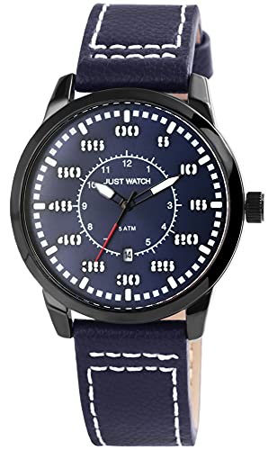 Just Watch Benedict Herren-Uhr Echt Leder Armband Datum Analog Quarz JW20158 (dunkelblau) von Just Watch