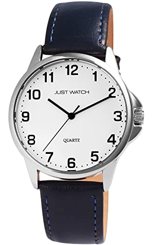 Just Watch Bernard Herren-Uhr Echt Leder Dornschließe Analog Quarz JW20160 (blau) von Just Watch
