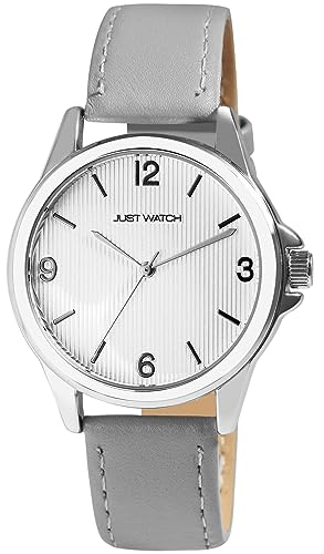 Just Watch Branda Damen-Uhr Leder Armband Dornschließe Analog Quarz JW10178 (grau silberfarbig) von Just Watch