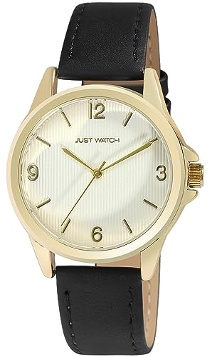 Just Watch Branda Damen-Uhr Leder Armband Dornschließe Analog Quarz JW10178 (schwarz goldfarbig) von Just Watch