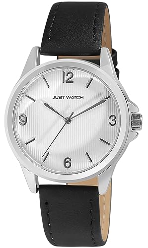 Just Watch Branda Damen-Uhr Leder Armband Dornschließe Analog Quarz JW10178 (schwarz silberfarbig) von Just Watch