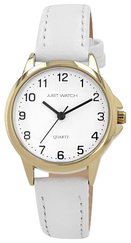 Just Watch Brigitt Damen-Uhr Echt Leder Klassisch Elegant Analog Quarz JW10169 (Weiß) von Just Watch
