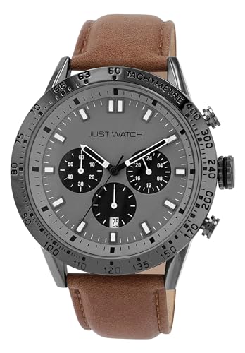 Just Watch Caspian Herren Chronograph Braun Lederarmbanduhr mit Datums- u. 24 Std Anzeige Stoppuhr Geschenke für Männer Just Watch Caspian Herren Chronograph Braun Lederarmbanduhr mit Datums- u. 24 Std Anzeige Stoppuhr Geschenke für Männer von Just Watch