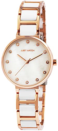 Just Watch Patricia Damen-Uhr Edelstahl Keramik Strass Analog Quarz JW10114 (roségoldfarbig weiß) von Just Watch