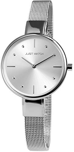 Just Watch Damen-Uhr Meshband Edelstahl Hakenverschluss Analog Quarz JW10009 (silberfarbig) von Just Watch