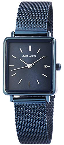 JUST WATCH Damen-Uhr Meshband Edelstahl Hakenverschluss Datum Analog Quarz JW20109 (blau) von JUST WATCH