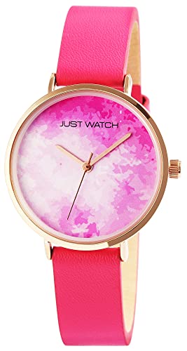 JUST WATCH Damen-Uhr Arielle Leder Mehrfarbig Trend Modisch Analog Quarz JW10183 (pink) von JUST WATCH