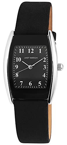 Just Watch Damen-Uhr Ayla Echt Leder Dornschließe elegant Analog Quarz JW10092 (schwarz silberfarbig) von Just Watch