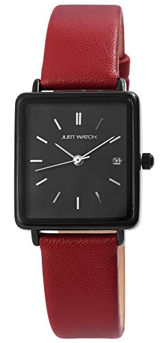 JUST WATCH Damen-Uhr Echt Leder Armband Datum Analog Quarz JW10140 (rot) von JUST WATCH