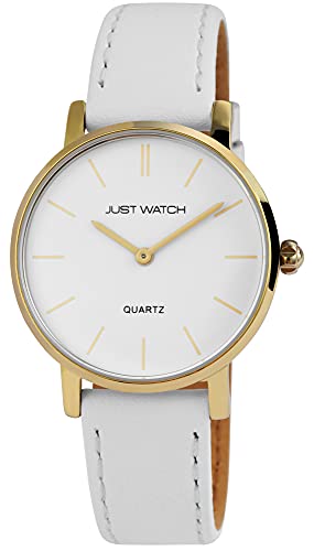 Just Watch Damen-Uhr Echt Leder Freya Elegant Dezent Analog Quarz JW10129 (weiß) von Just Watch