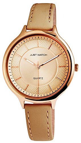 Just Watch Damen-Uhr Echt Leder Rund Dornschließe JW047 Analog Quarz JW10043 (beige) von Just Watch