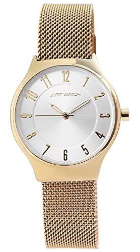 JUST WATCH Damen-Uhr Edelstahl Meshband Magnetverschluss Analog Quarz JW10141 (goldfarbig) von JUST WATCH