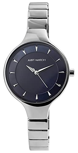 Just Watch Damen-Uhr Edelstahl Perlmutt Clipverschluss Analog Quarz JW10145 (silberfarbig blau) von Just Watch